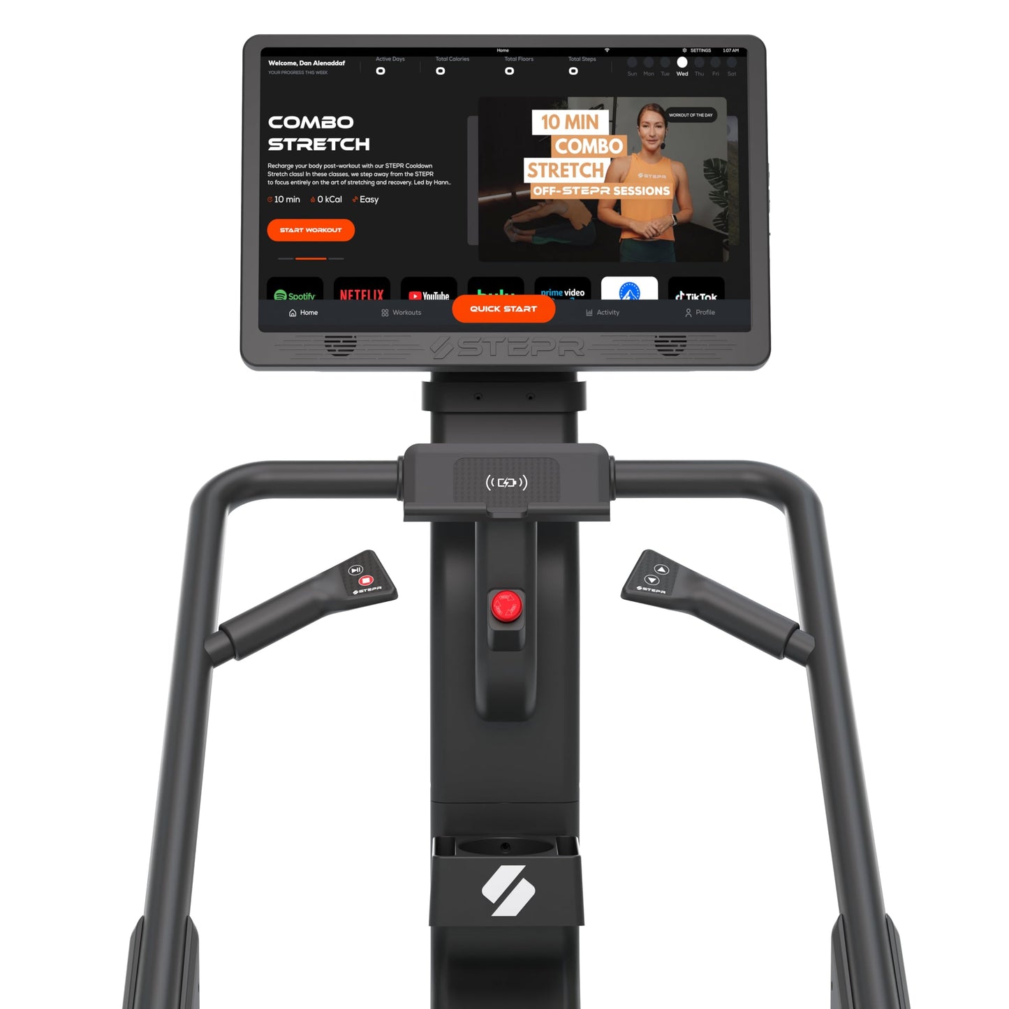 STEPR XL+, Commercial Stair Climber with 27" Touchscreen, 9" Step Height, Strength & Resistance Anchor Points, 190 Steps/Min, 450 lb Capacity