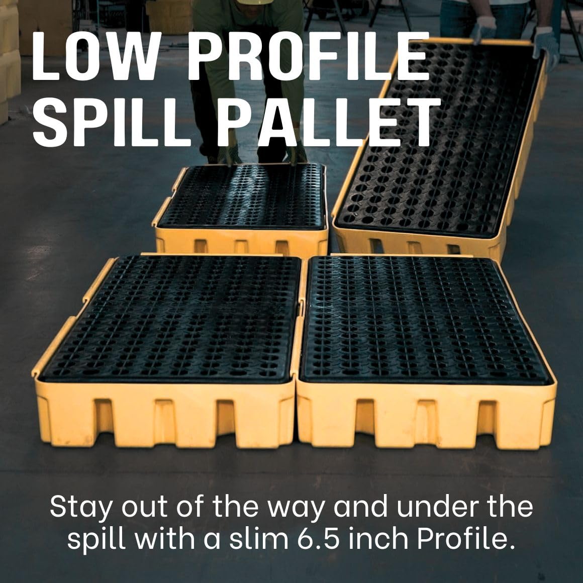 ENPAC 6 Drum Modular Spill Pallet Platform with Forklift Pockets, 72"x49"x6.5", 4000 lbs. Load Capacity Containment, 76.5-Gallon, Forkliftable, EPA/OSHA Compliant, Made in USA