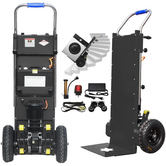 JJMNKMN 1200W Electric Stair Climbing Hand Truck Dolly Cart, 880LBS Heavy-Duty High-Capacity for Furniture, Logistics & Warehouse Transport (Black)