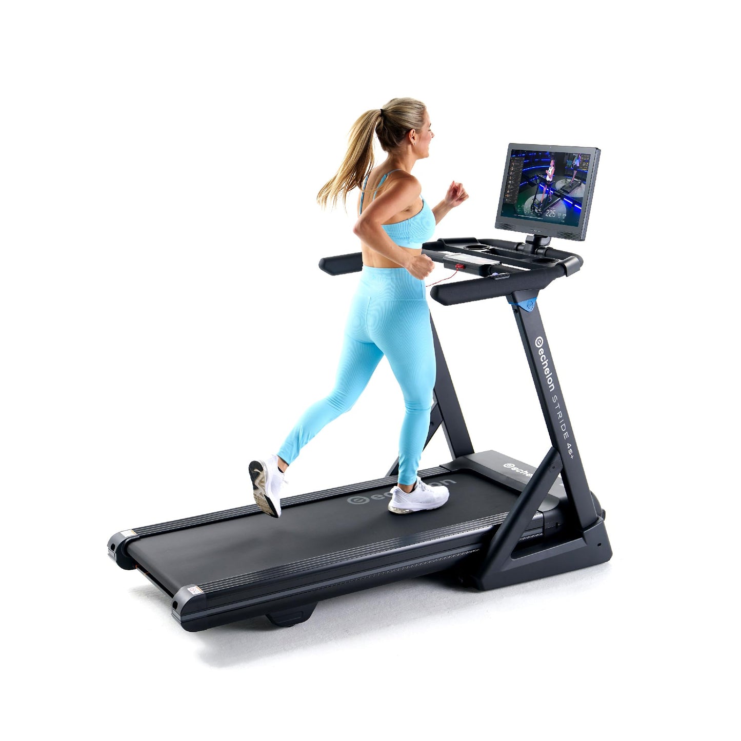 Echelon Stride 4S+22 Treadmill | 22” HD Touchscreen, 3.0 CHP Brushless Motor, 10% Incline, Foldable Home Gym, Heart Rate Sensors, Device Tray, Water Bottle Holders