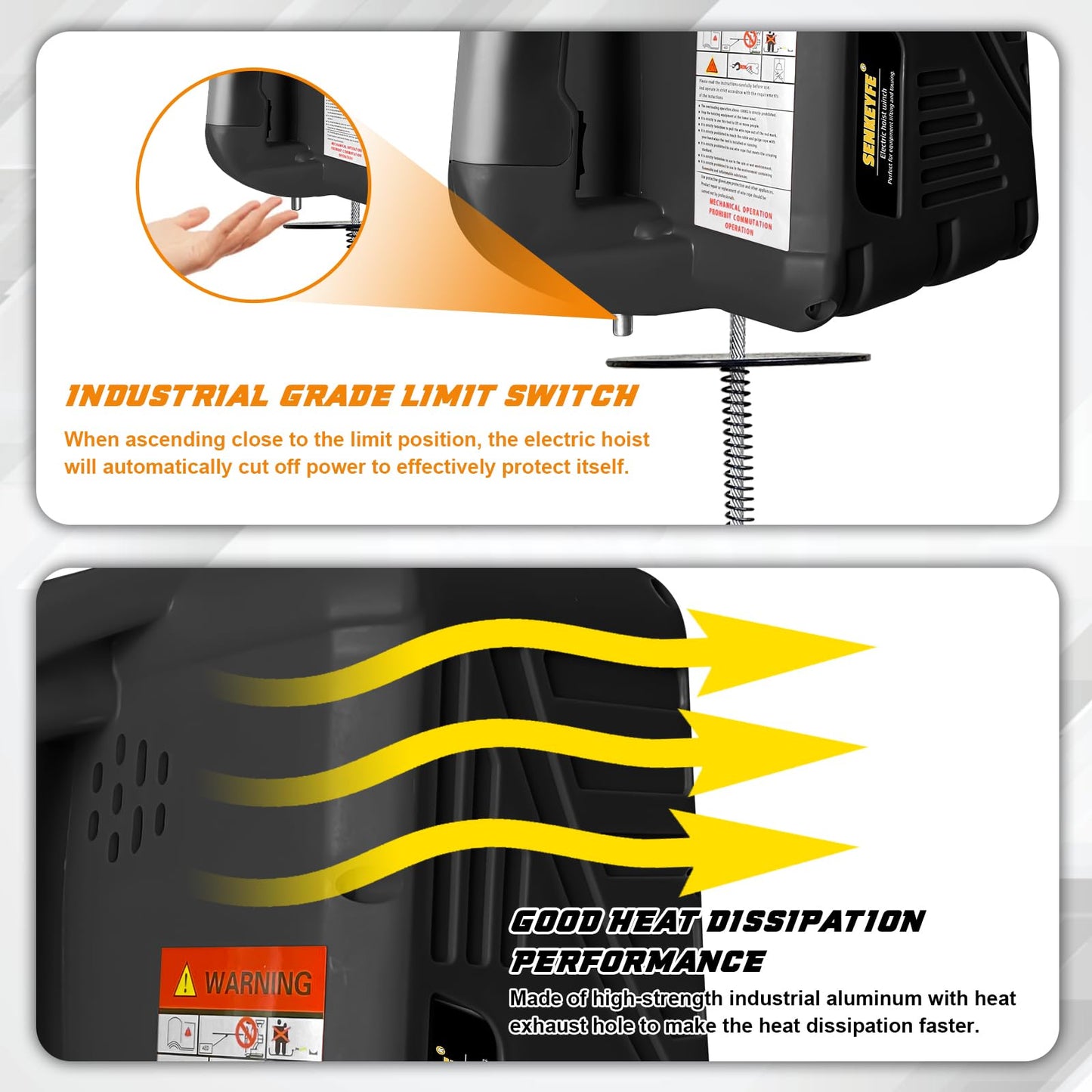 SENKEYFE Power Electric Portable Hoist Winch 1100LBS, 3 in 1 Electric Cable Hoist 110V 25 FT with Lifting Strap, Electric Hoist Lift Ceiling Winch for Lifting Towing