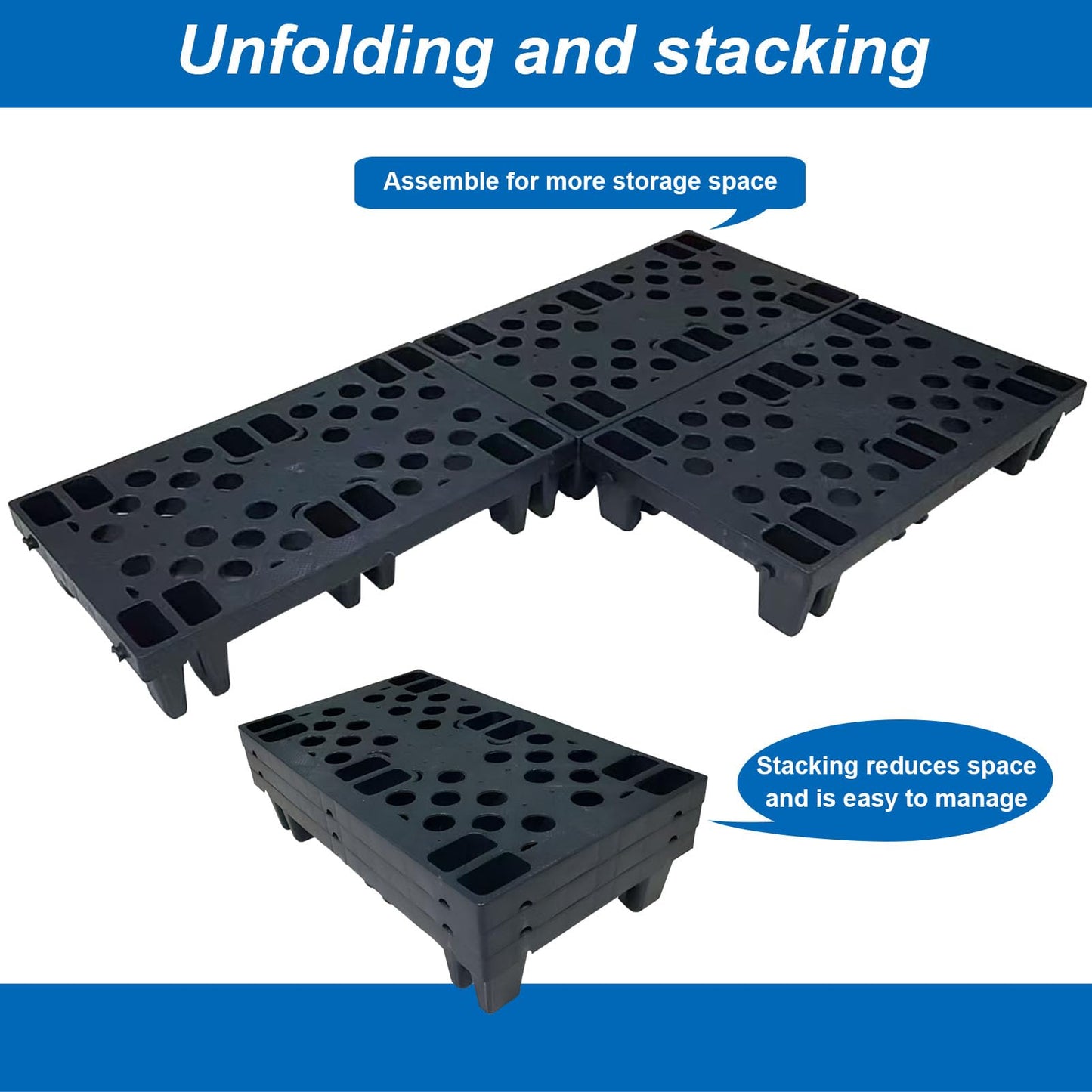 Plastic Pallets, Lightweight Moisture-Proof Floor Pallet, Interlocking with Breathable Grids Storage Pad, Applicable to Indoor and Outdoor, Garages, Kitchen, Basement (6 Pcs 11.8 * 19.7 * 3.9)