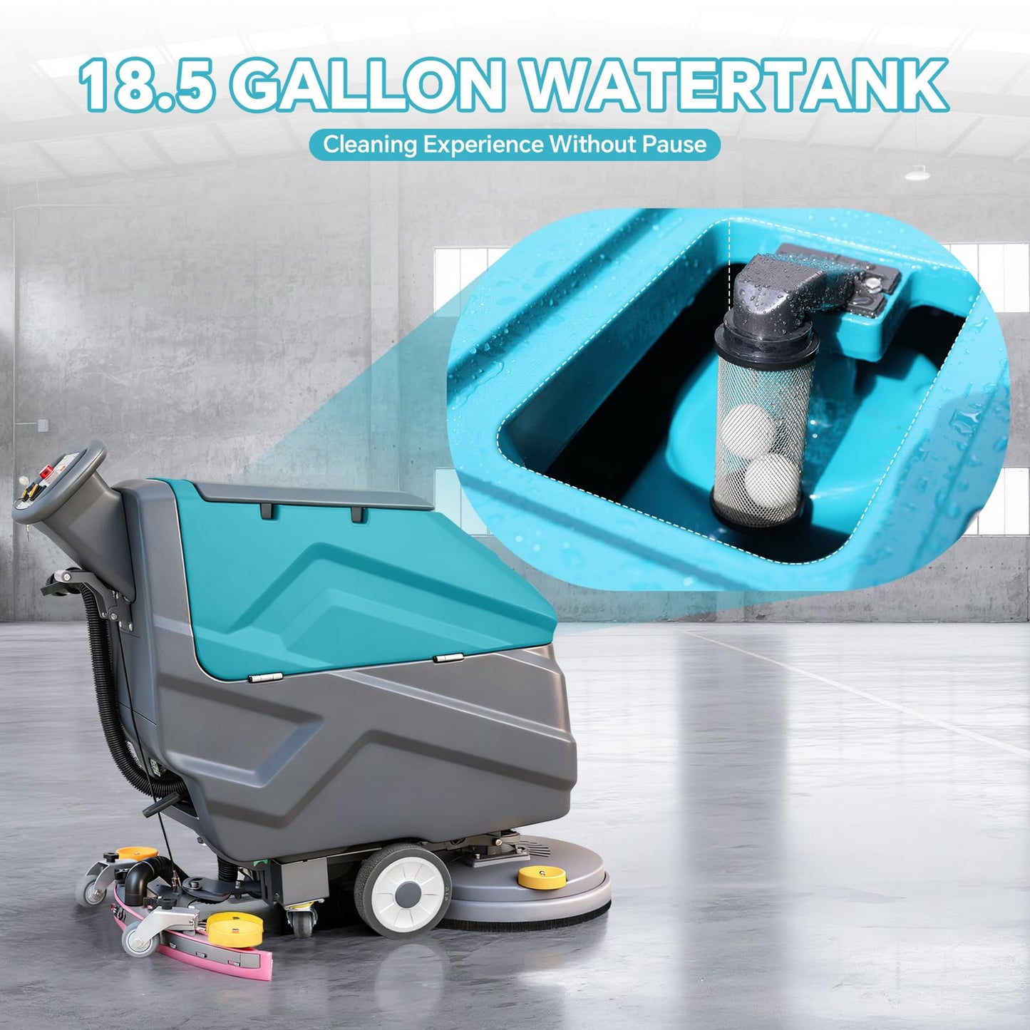 KARHDIR C7 Walk Behind Commercial Floor Scrubber Machine, 22" Cleaning Width, 31.5" Suction Width, 18.5 Gallon Solution Tank, 15.9 Gallon Recovery Tank, 32000 Sqft/h, Complete Set of Parts