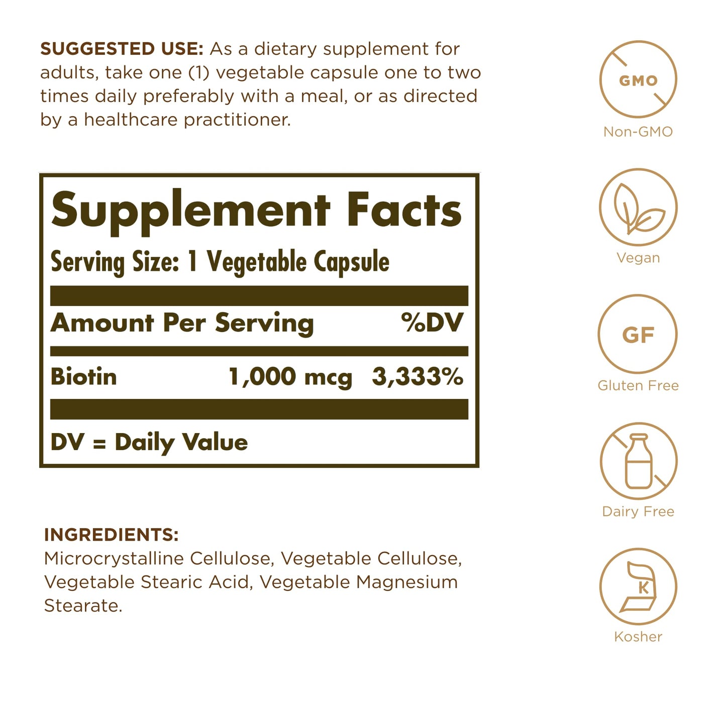 Enhanced Potency Biotin 1Vitamin 000 mcg 100 Veg Capsules