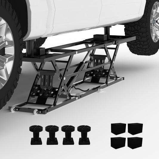 EliteEdge 5000LBS Portable Car Lift for Trucks SUV Sedan, Heavy Duty Scissor Lift Jack with Safety Lock, Adjustable Height 10.24"-26.8", Hydraulic Vehicle Lifting System with Extension Plates