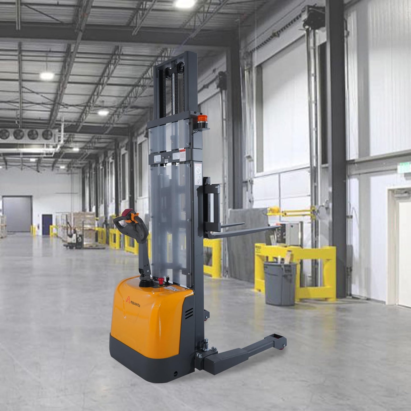 Aequanta Full Electric Pallet Stacker, Electric Drive and Lift Stacker, 3300 Lbs Capacity 138" Max Lifting Height, Adjustable Forks, Powered Lift Truck for Warehouse and Material Handling