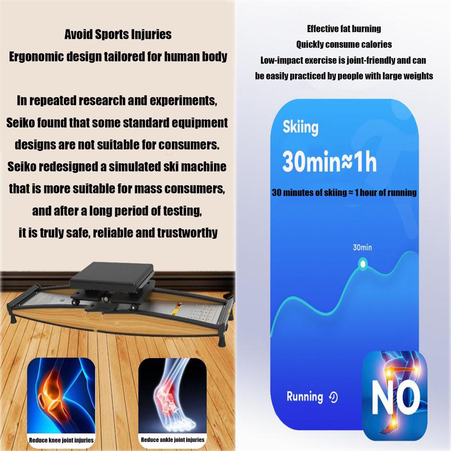 Ski Trainer Machine - Indoor Aerobic Fitness Equipment for Strength and Balance Training, Body Balance Workout Tool Set