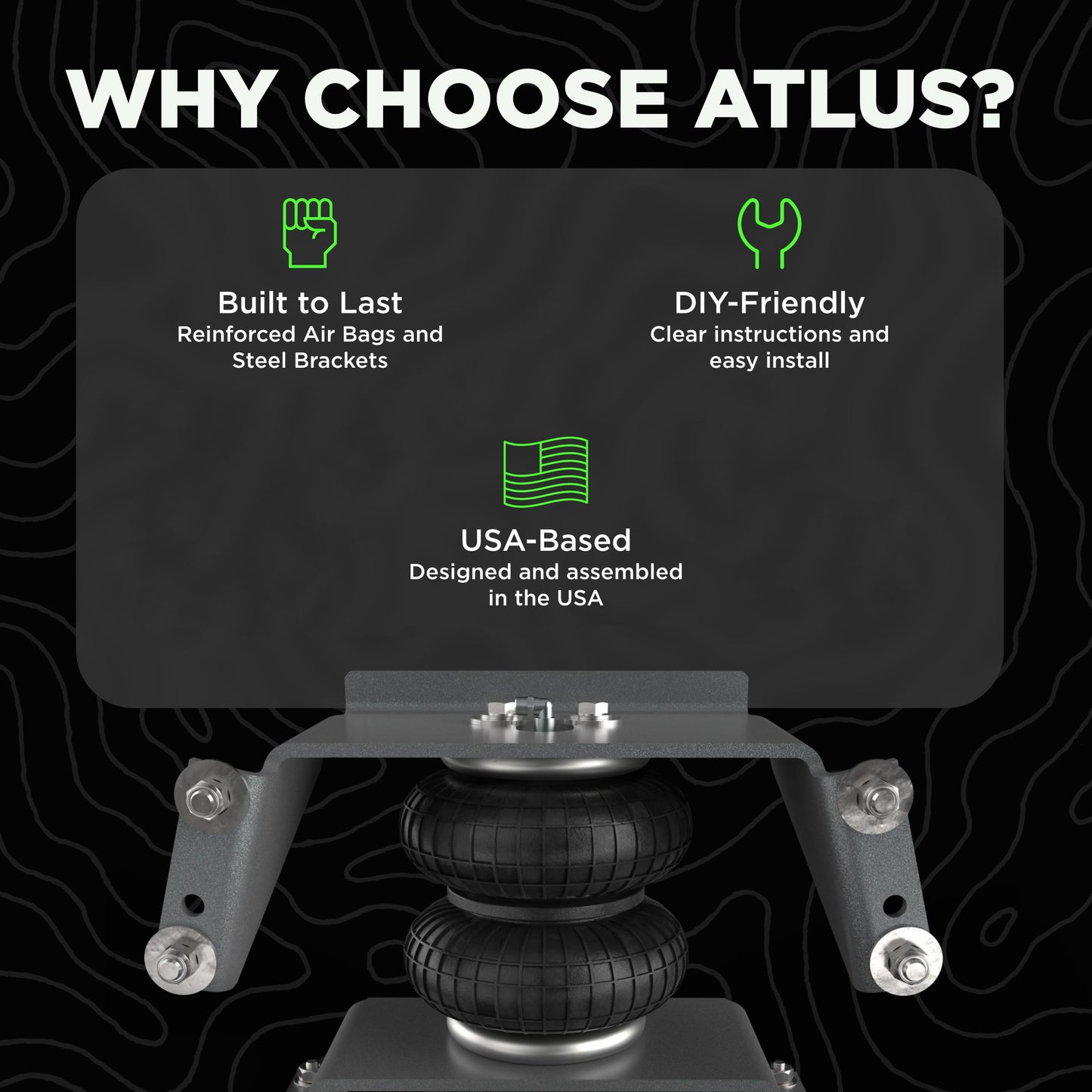 Atlus Engineered By Air Lift A5000 Air Bag Suspension Kit for 2007-2019 Chevy Silverado & GMC Sierra 1500 Legacy 2WD & 4WD (Replaces Torque TR2430AS and Firestone 2430) – AA24300