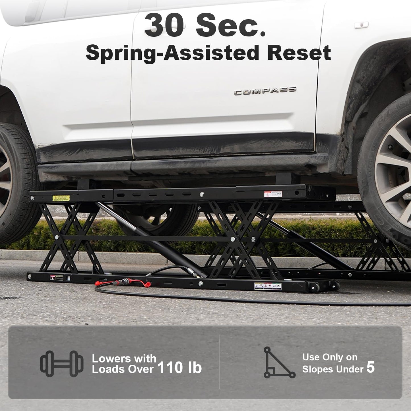 BILT HARD 8000 lb Portable Car Lift, Hydraulic Mid-Rise Auto Lift with 27.4" Max Height, Low Profile 4.48", Heavy-Duty Lift for Sedans, SUVs & Trucks