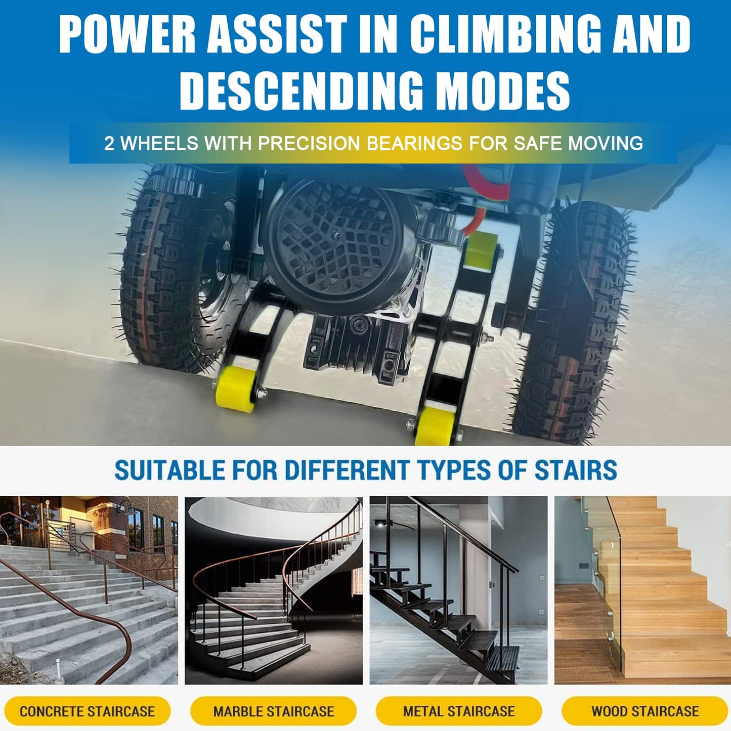 RXFSP Powered Stair Climbing Hand Trucks Dolly Cart for Moving, 880lbs max Load Capacity Stair Climbing Dolly for Easy up/Down Stairs