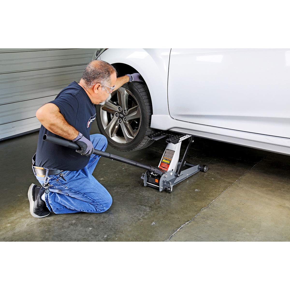 Powerbuilt 3000 Pound Triple Lift Garage Jack, Heavy Duty Vehicle, Truck, Car, Motorcycle, Transmission Lift, 1.5 Ton Capacity, 620622