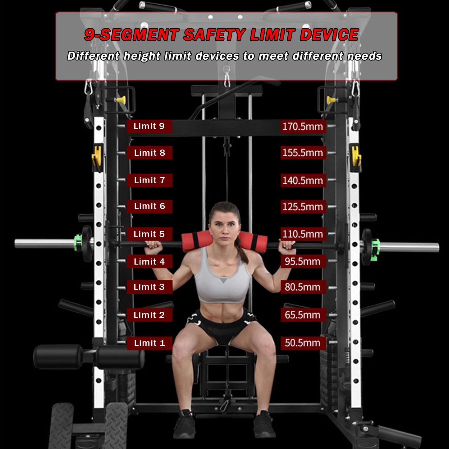 GAORUIFENG Machine Comprehensive Trainer Bench Press Squat Rack Bird Gantry Multi-Functional Combination Equipment Home Commercial