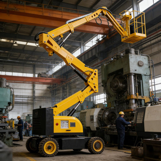 Towable Telescopic Articulated Boom Lift with Hydraulic Crank Arm for Tight Workspaces and Complex Terrain High-Altitude Operations