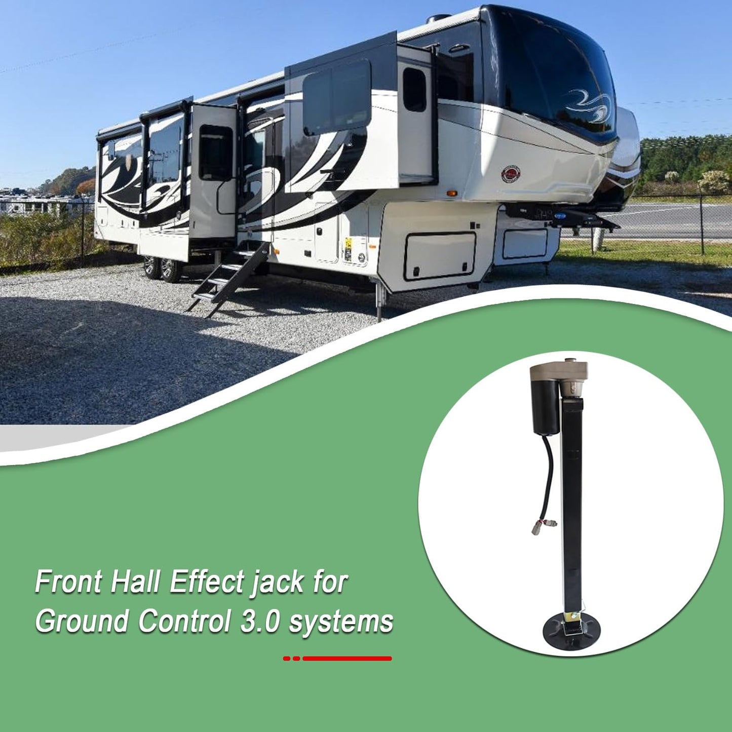 RJSPHH 5th Wheel RV Jack Right or Left Leg, Ground Control 3.0 Automatic 5th Wheel RV Leveling System Front Hall Effect Jack with Motor, 5000 lbs, Black 305340