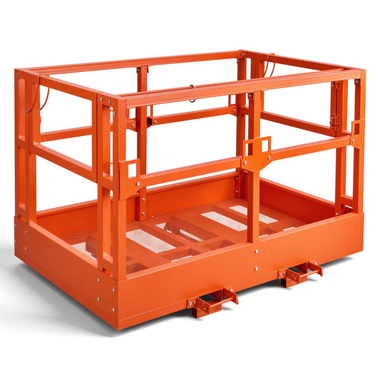 VEVOR Mesh Telehandler Work Platform, 48 x 71.5 Inch Man Safety Basket, 2000 lbs Capacity Forklift Telehandler Attachment, Safety Cage, Heavy Duty Carbon Steel, for Most Aerial Jobs Lifting Loader