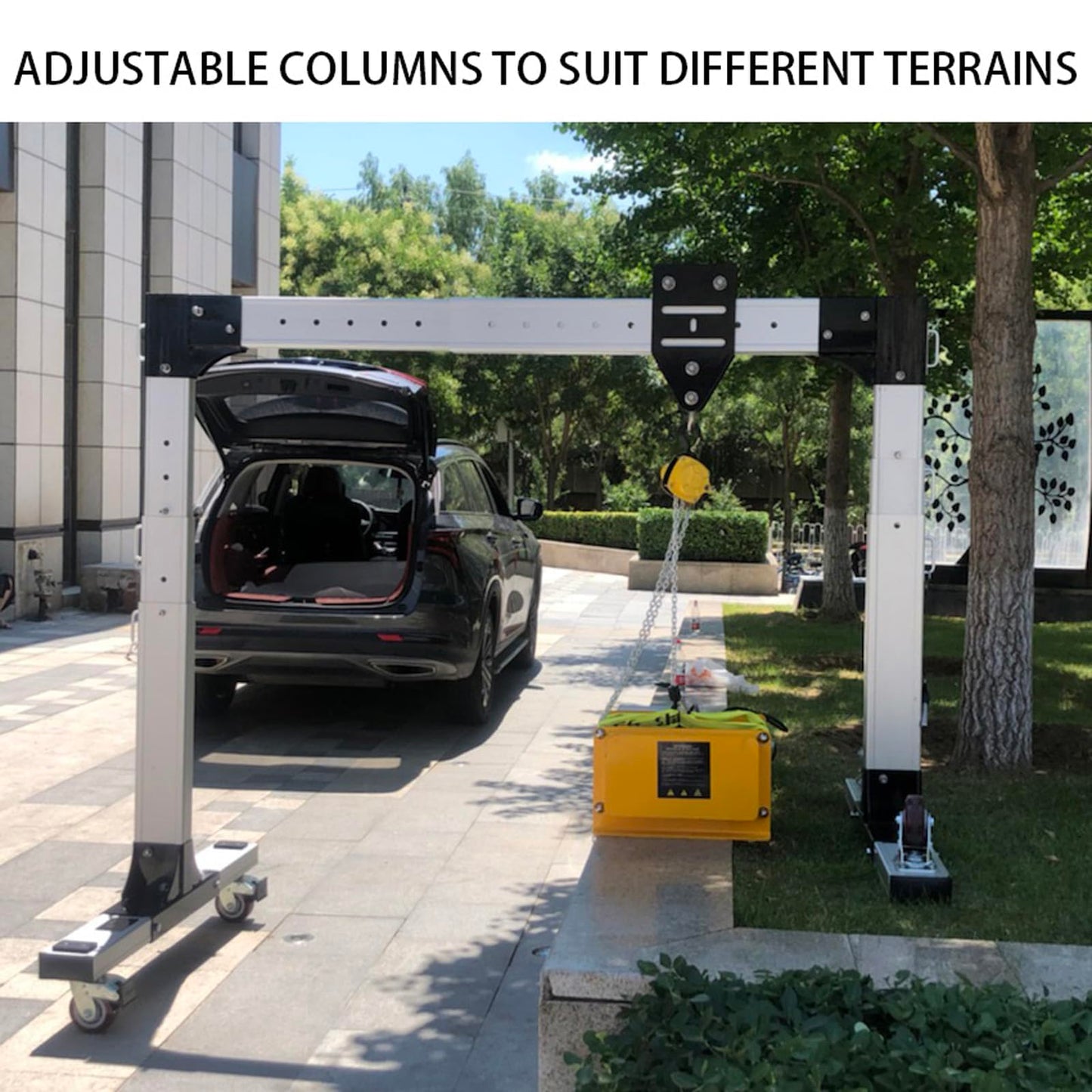 Aniwini Portable Aluminum Gantry Crane, Adjustable Height Mobile Lifting Crane, Foldable Lightweight Rolling Gantry with Beam for Garage, Shop, Workshop 250KG/551 lb M