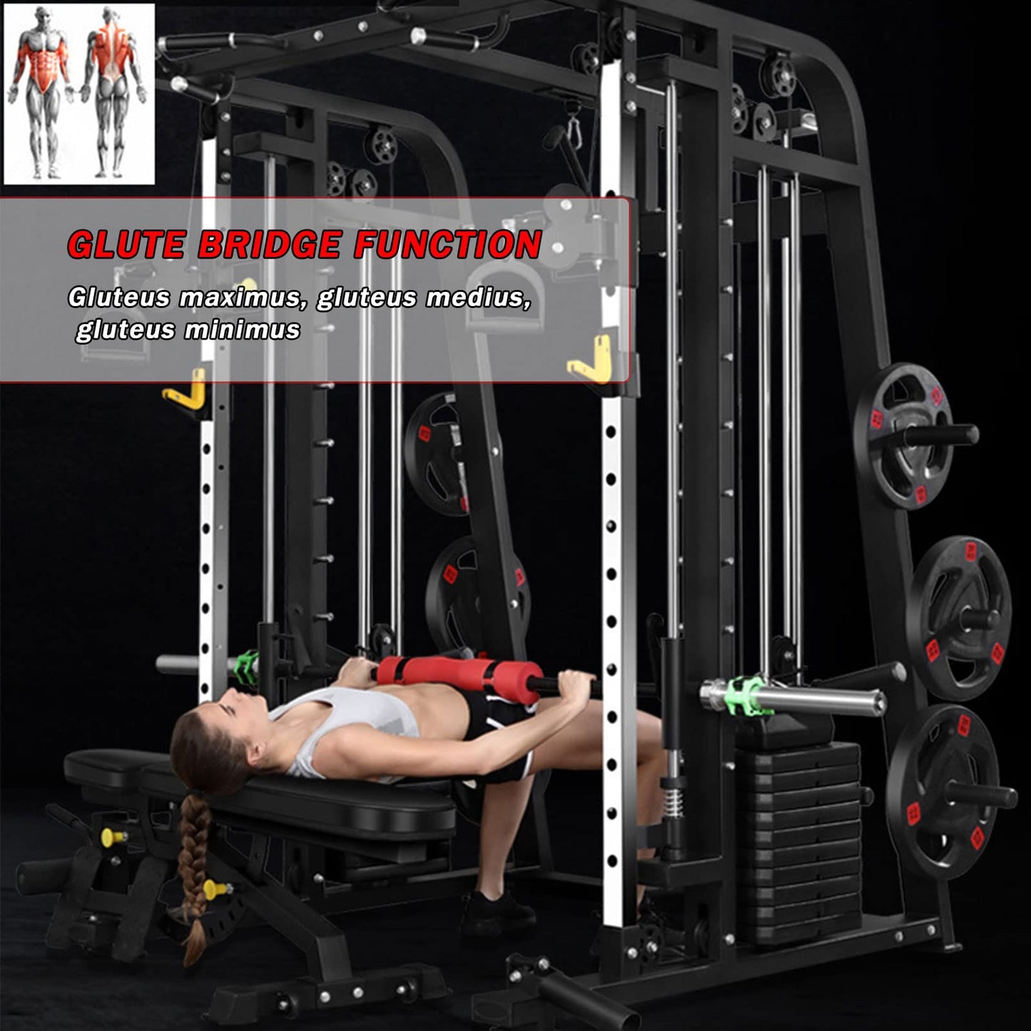GAORUIFENG Machine Comprehensive Trainer Bench Press Squat Rack Bird Gantry Multi-Functional Combination Equipment Home Commercial