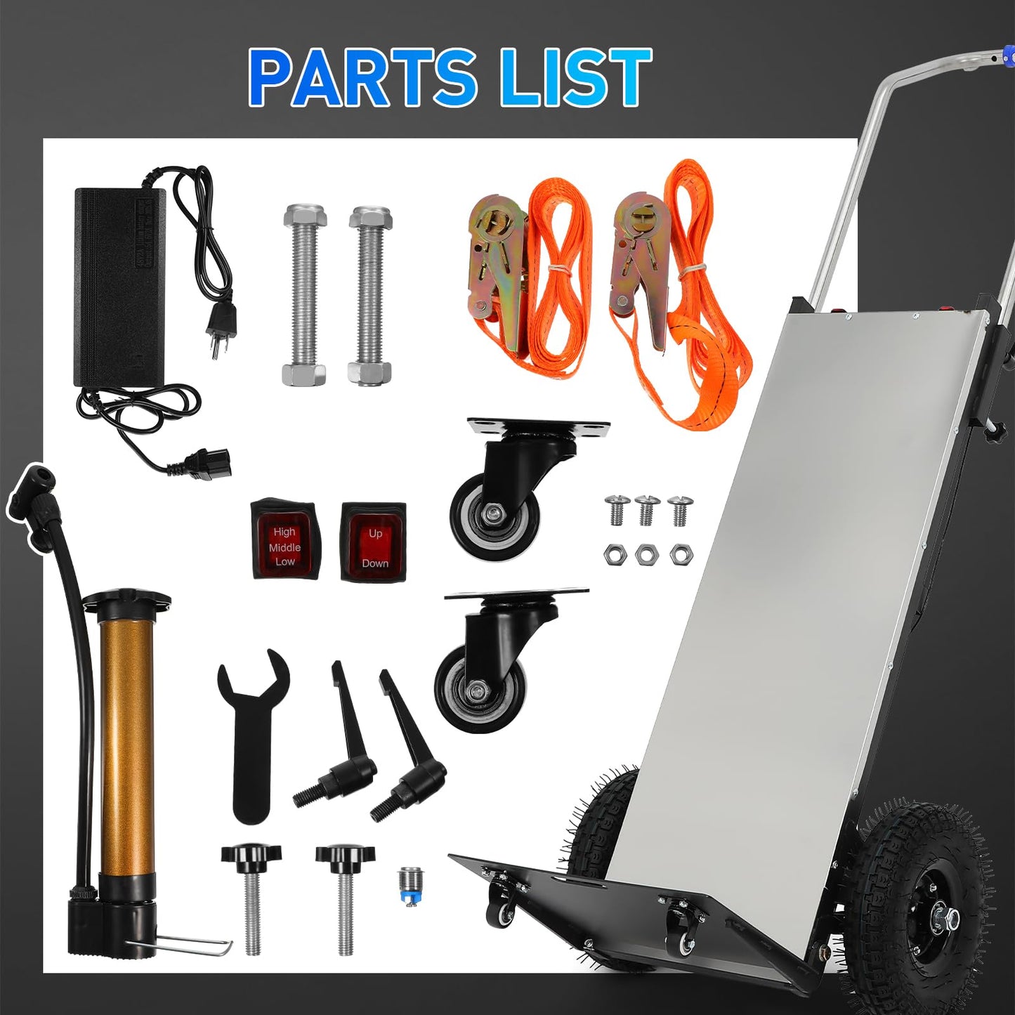1200W Electric Stair Climbing Cart 900LBS Capacity, Folding Stair Climber Hand Truck with Wheels & Tool Kit, Heavy Duty Motorized Stair Dolly for Moving Furniture, Appliance, Warehouse Logistics