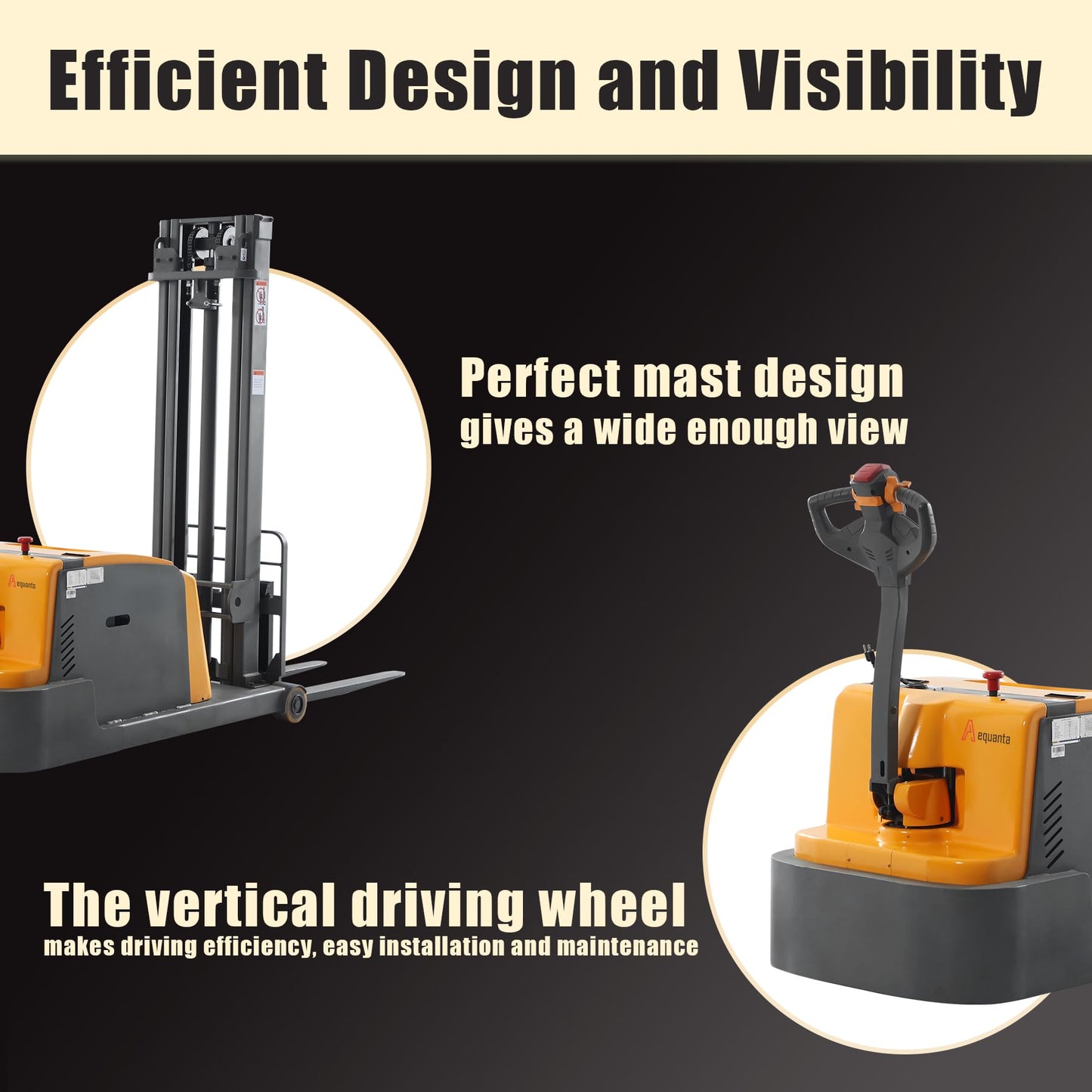 Aequanta Full Electric Counterbalanced Stacker 3300lbs Capacity, 118" Lifting Height Walkie Stacker, Powered Drive and Lift Forklifts