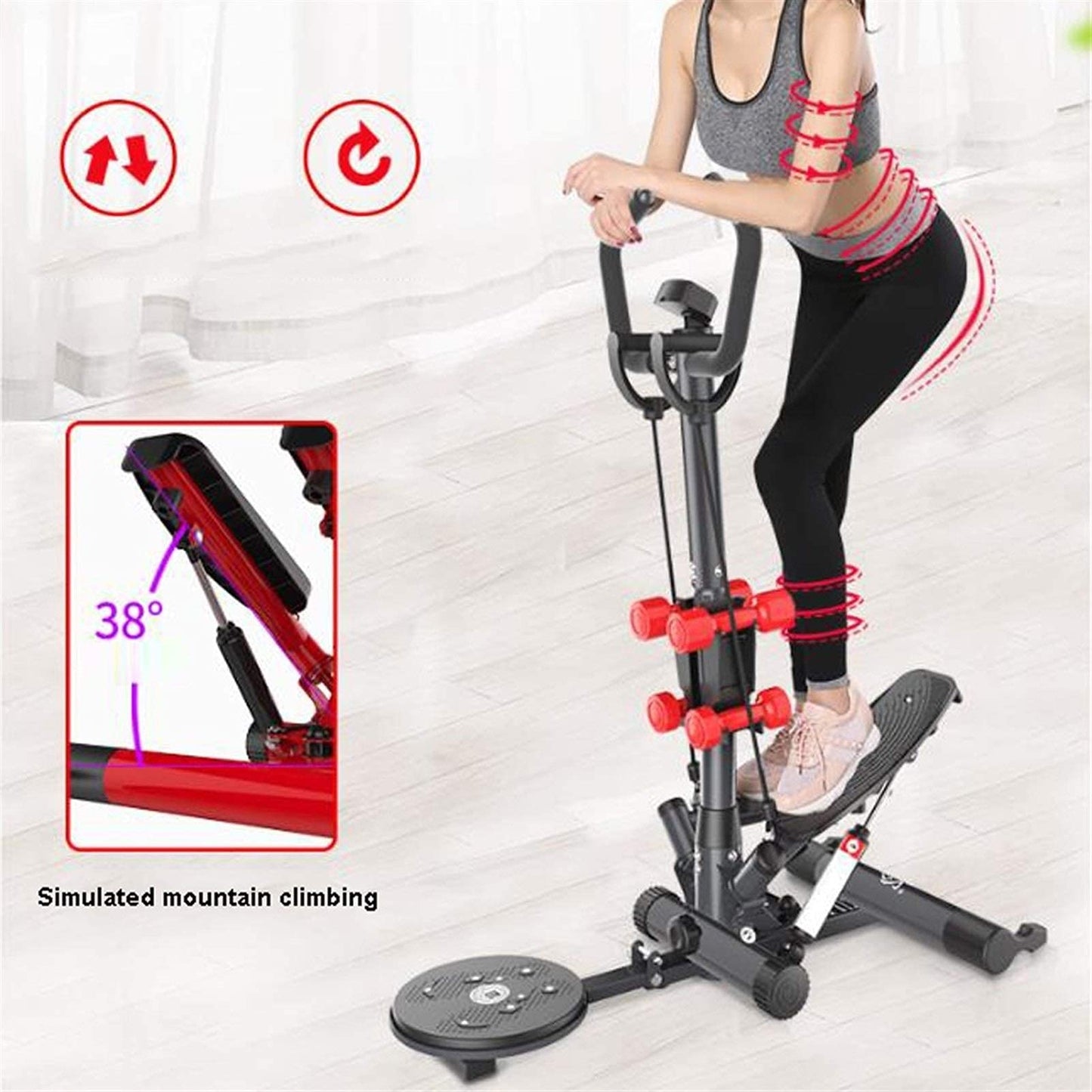 Mini-Stepper Swing Stepper Twist Stepper Stair Step Machiner with Dumbbells and Twist Discs Home Weight Loss Climbing Machine Sports Equipment for Women Men Beautiful Scenery