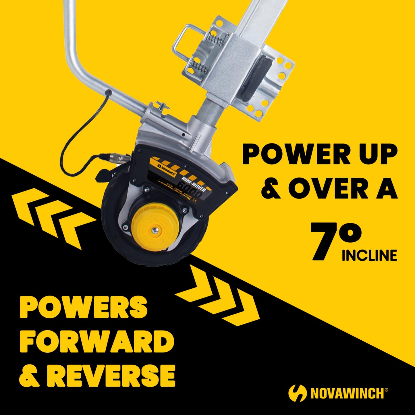 Novawinch Mini Mover 3 Plus Trailer Jockey Wheel, 12v Electric, Moves 6000 lbs Rolling Weight (Mini Mover 3 Plus)