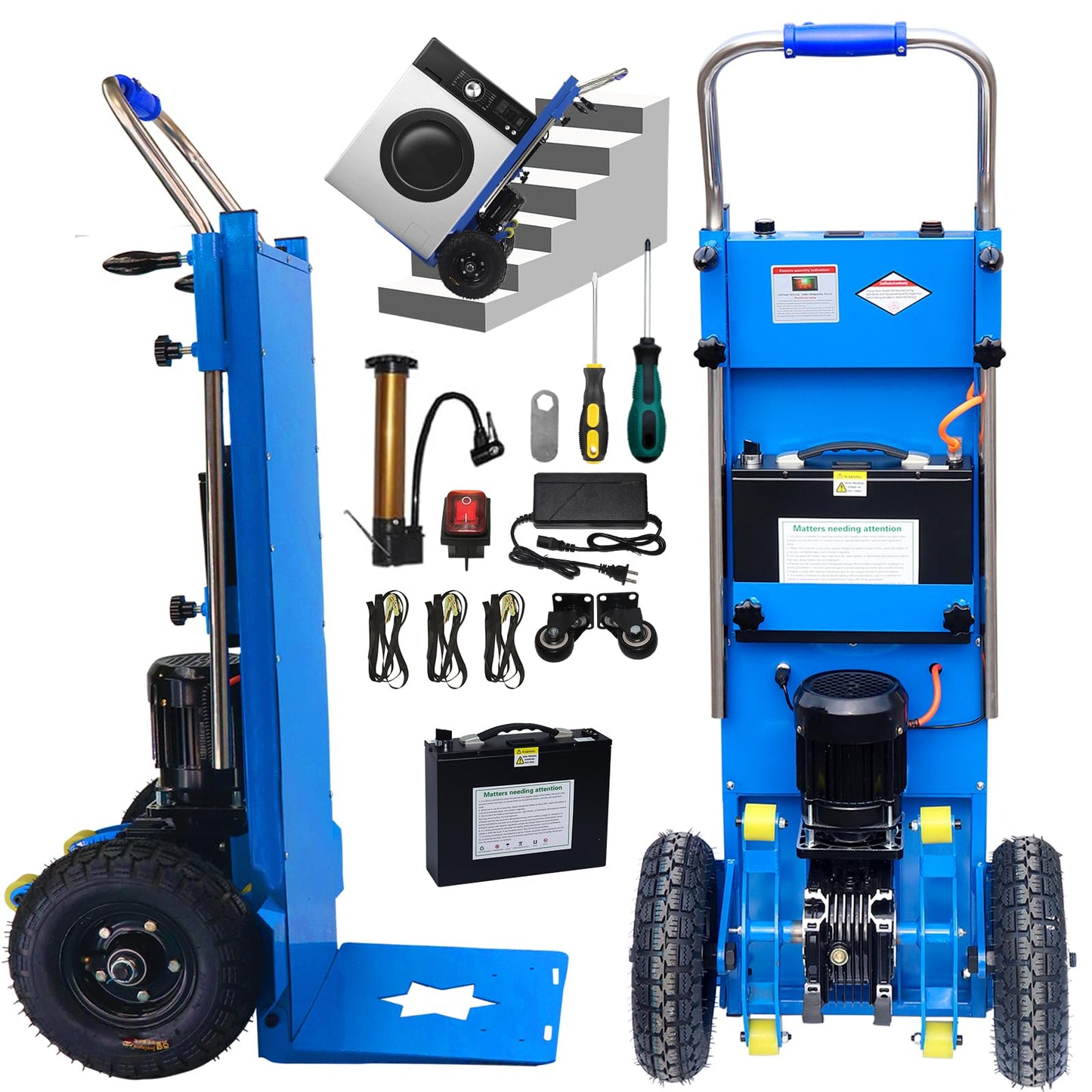 900lbs Electric Stair Climbing Hand Truck - 1500W Heavy Duty Dolly w/Safety Brakes & Foldable Design, Effortless Furniture/Appliance Transport (Seller Pays Tariff)