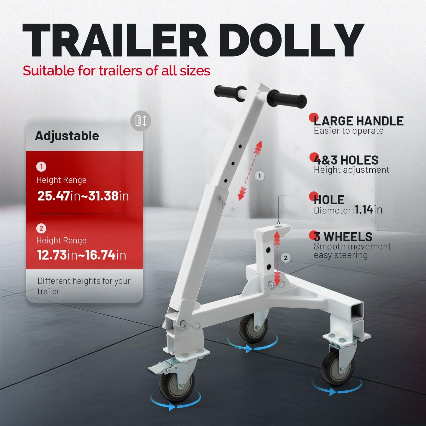 Trailer Dolly with 20,000 lbs Towing / 3,500 lbs Tongue Capacity Heavy-Duty Trailer Mover Compatible with RV, Boat, Camper, Flatbed & Enclosed Trailers Steel Powder Coated