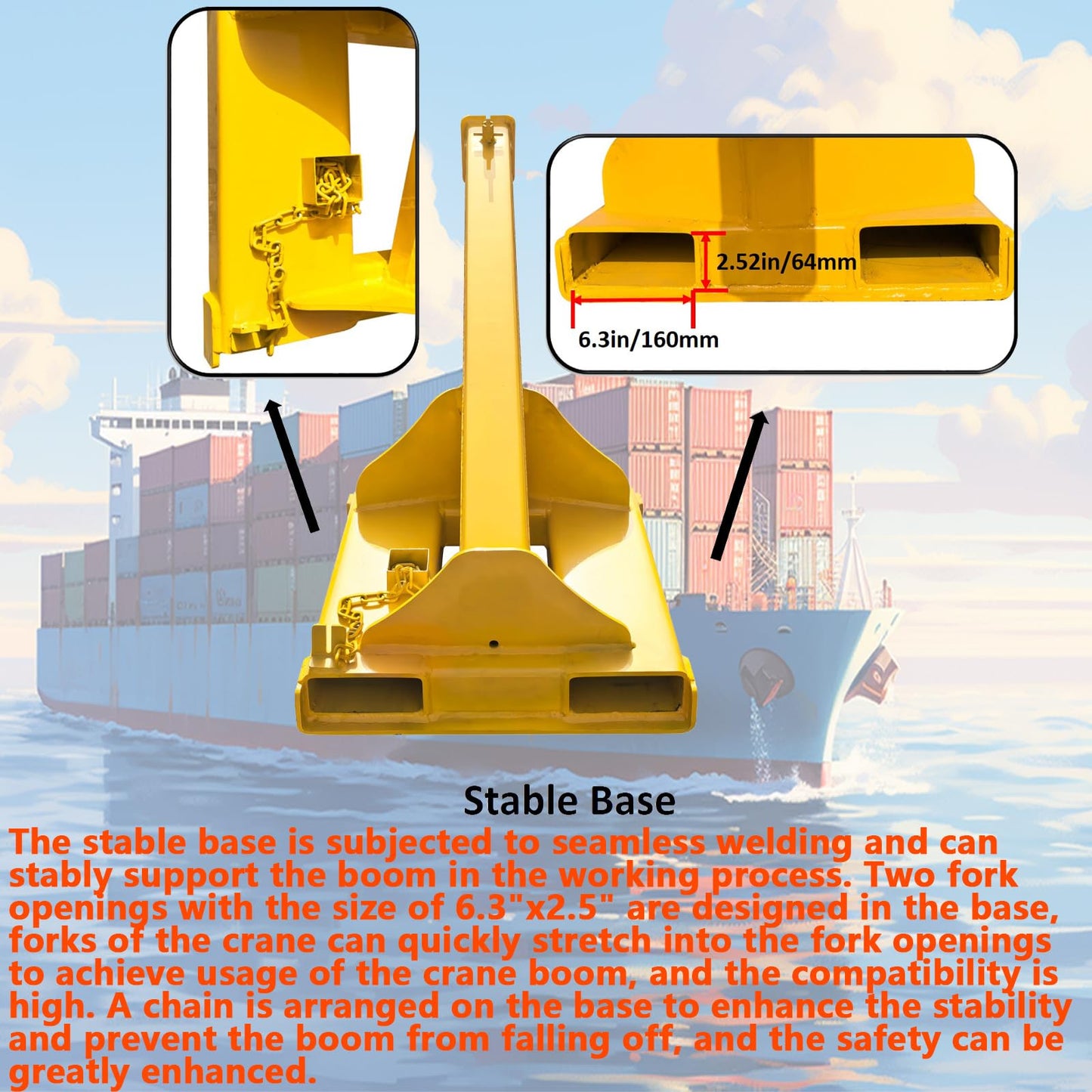 WYDDDARY Adjustable Mobile Crane Lifting Hoist Truss Jib Boom 8818.49LbS Capacity Forklift Telescopic Boom for Forklift Towing Handling(Angle Fixation)