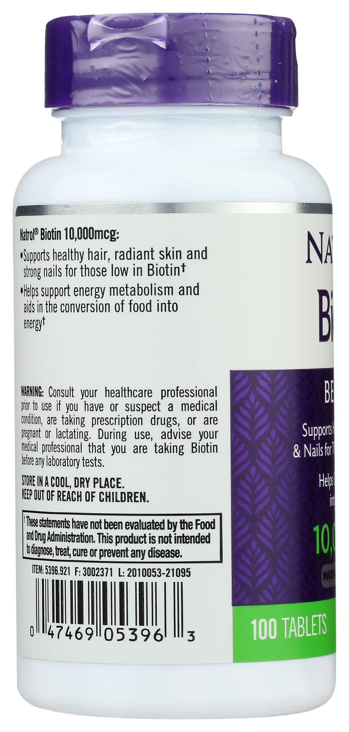 Natrol Biotin Max 10000 Mcg, 100 Tablets