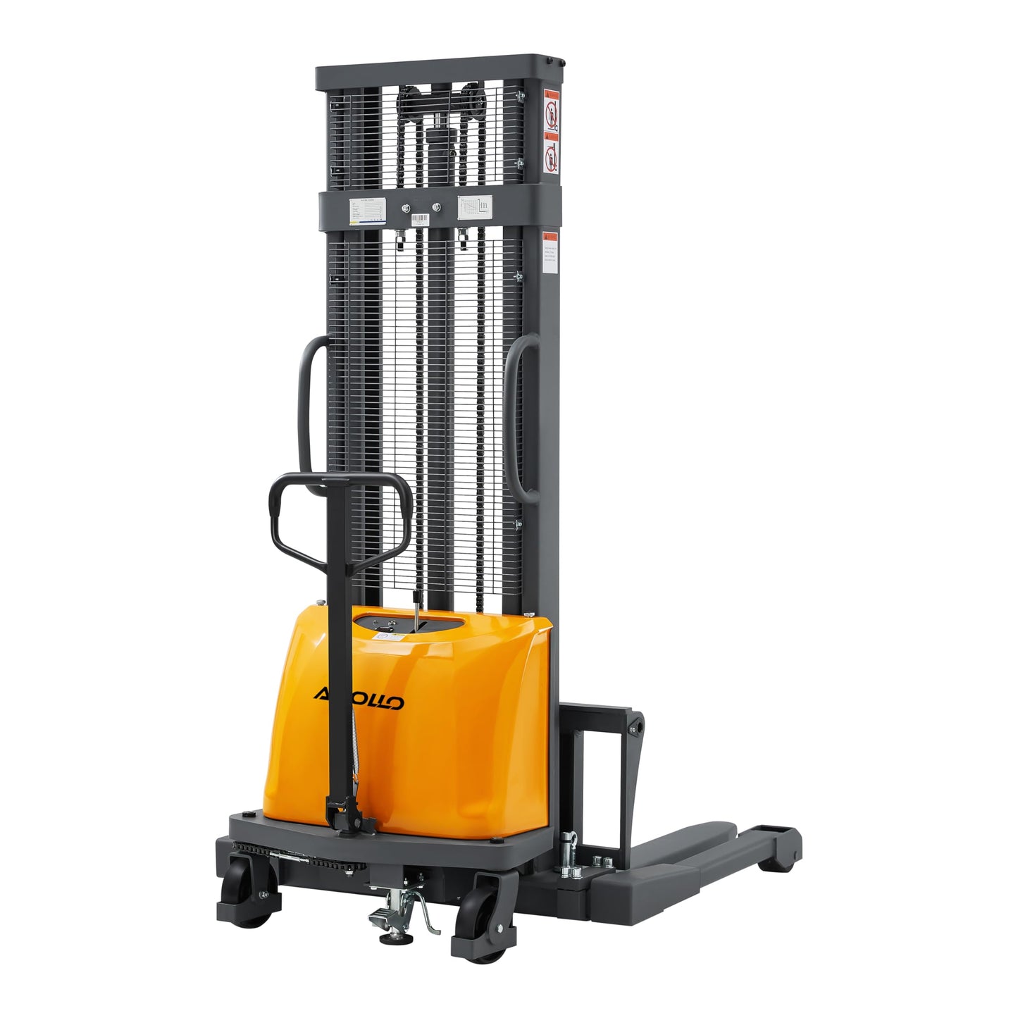 APOLLOLIFT Semi-Electric Pallet Stacker, 3300lbs Capacity Pallet Lift 118" Lifting Height with Straddle Legs and Adjustable Forks