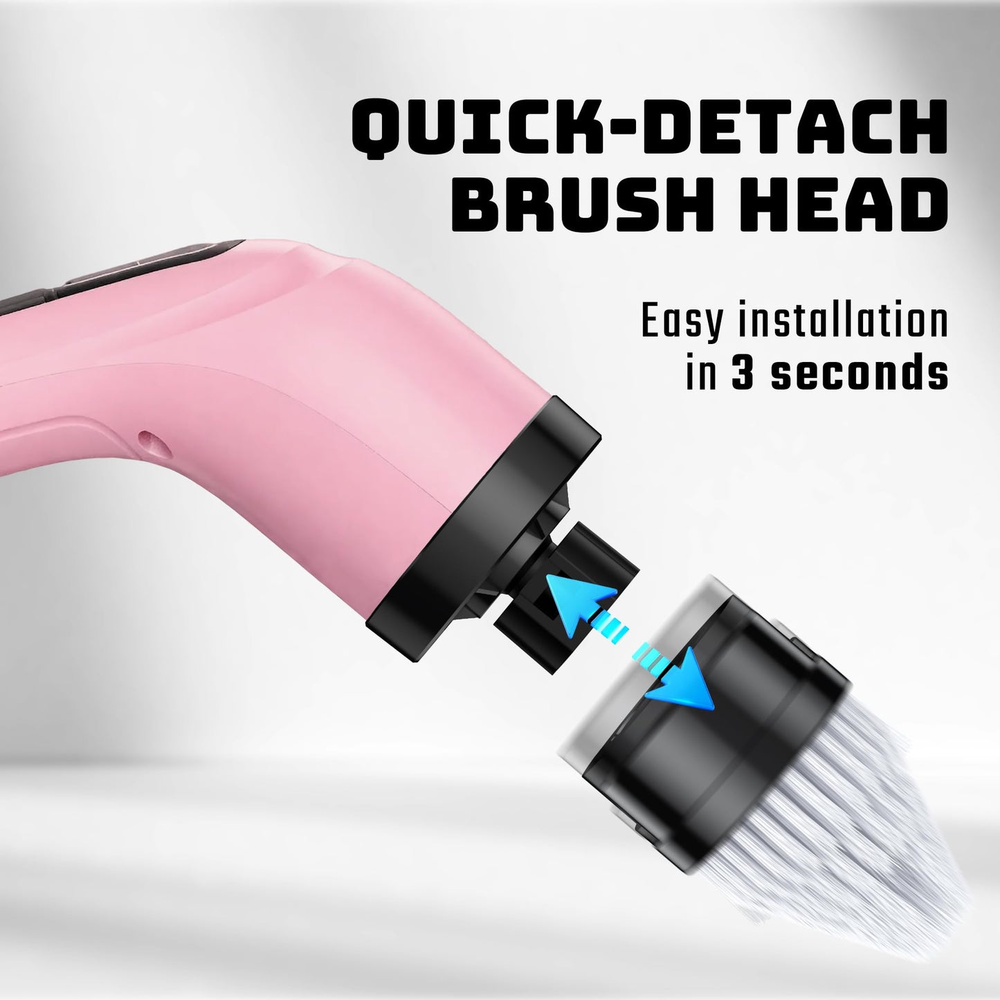 VigorDay Electric Spin Scrubber - Cordless Bathroom Scrubber with 7 Brush Heads - Dual Speed IPX7 Waterproof Power Scrubber for Heavy-Duty Bathtub, Glass, Tile, and Car Cleaning (Pink)