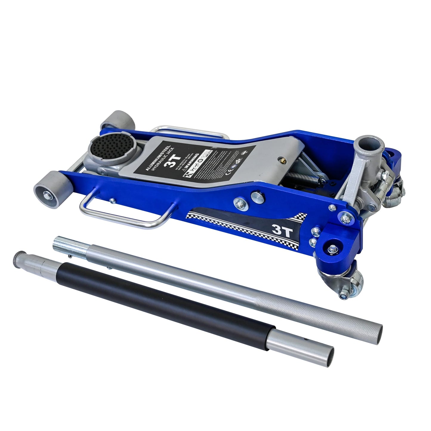 Aluminum Steel Hydraulic Floor Jack 3Ton/6600lbs.Dual Piston Fast Lifting Pump.Horizontal Floor Jack Lifting Range 4.3"-20".Racing Car Jack for MVPs,SUVs and Trucks.Trolley Jack with Extra Saddle