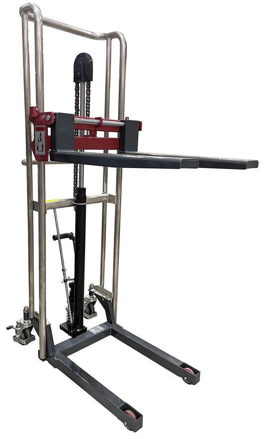 Fork Type Manual Stacker - Affordable and Easily 59” Lift - 880 lbs Capacity for Short Skid/Boxes, Pake Handling Tools