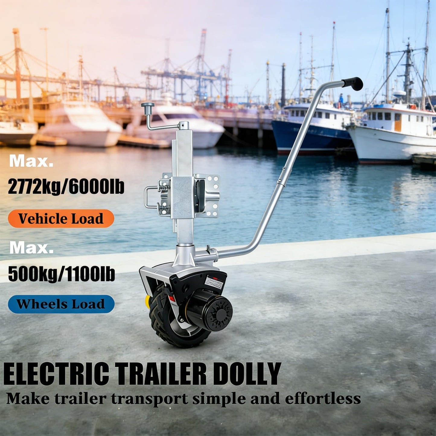 WNGJZZYC Electric Jockey Wheel, 12V 550W Trailer Dolly Electric, 6000lbs Towing Capacity, for Caravans, Boat Trailers, Horse Trailers