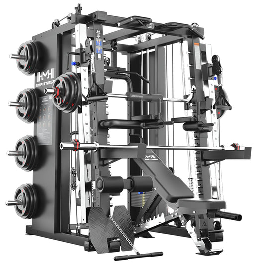 JZOPIDL EM938G Strength Machine: Smith Machine, Squat Rack, Pull Up Bar, Upper Body Strength Training, Leg Developer, Commercial Home Gym (Black, 340 LBS)