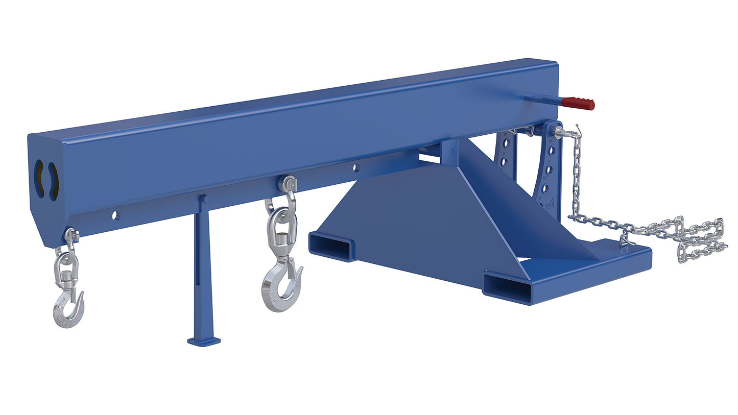 Vestil LM-OBNT-8-30 Orbit Non-Telescoping Lift Boom, 8000 lb Capacity, 30" Fork Pocket Center, Overall LxWxH (in.) 38 x 79.5 x 25.125, Overall Extended Length (in.) 79-1/2, Blue