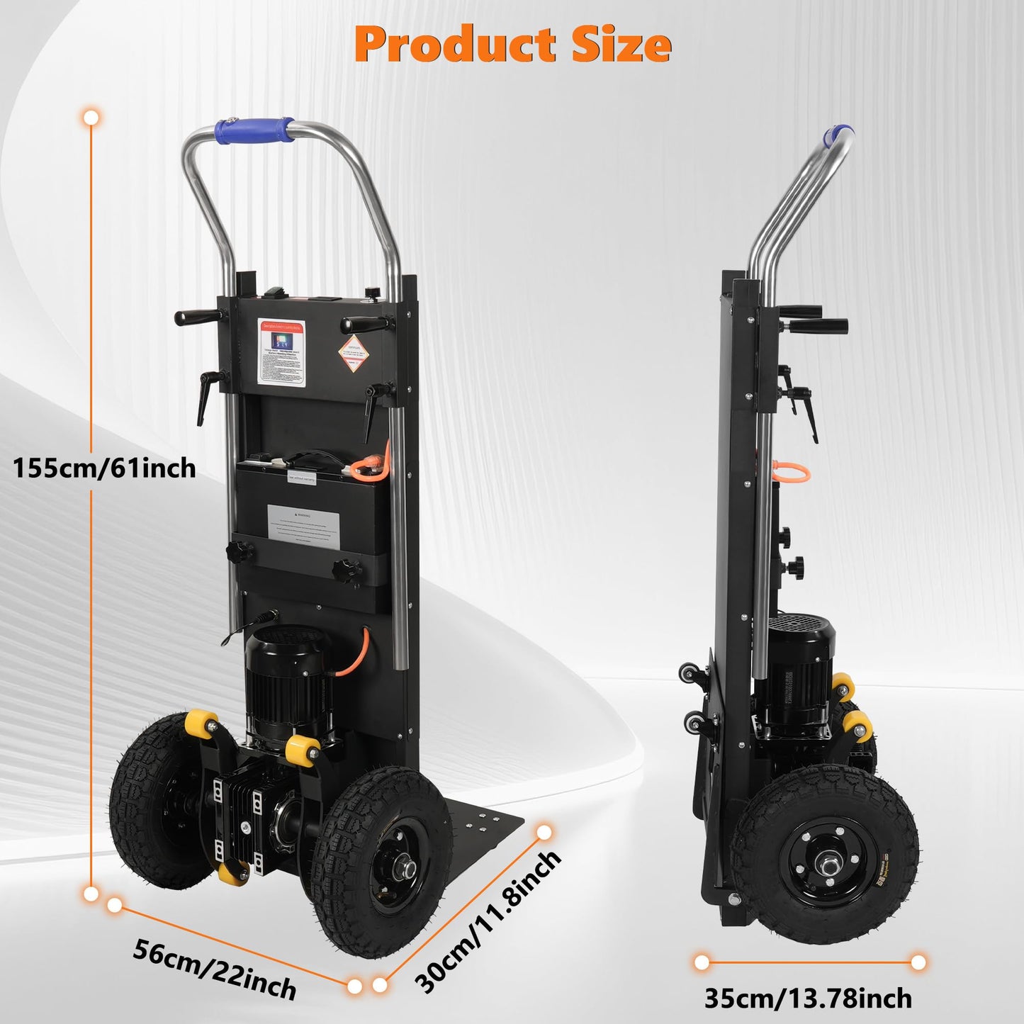 Electric Stair Climbing Dolly 1500W Heavy Duty Powered Stair Climber Hand Truck with 10" Anti-Slip Tires, Powered Stair Climbing Cart for Appliances, Furniture & Warehouse Moving (900 lbs Capacity)
