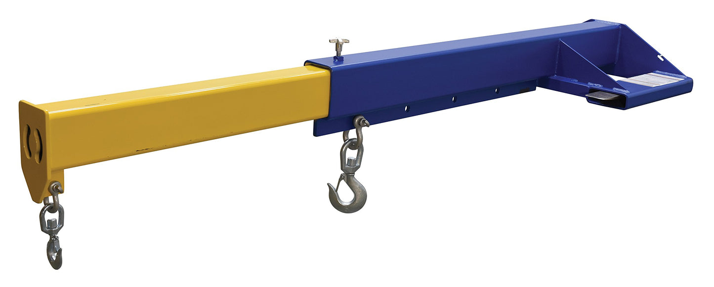 Vestil LM-EBT-8-24 Steel Economy Telescoping Lift Boom 24 In Fork Pocket Center 8,000 Lb. Capacity Blue and Yellow