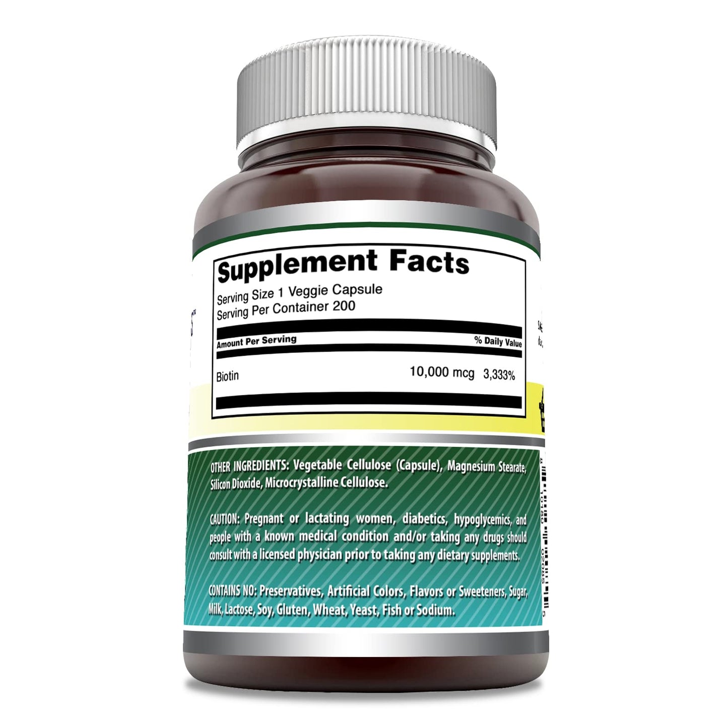 Amazing Formulas Biotin 10,000 Mcg Supplement | 200 Veggie Capsules | Non-GMO | Gluten-Free | Made in USA | Suitable for Vegetarians