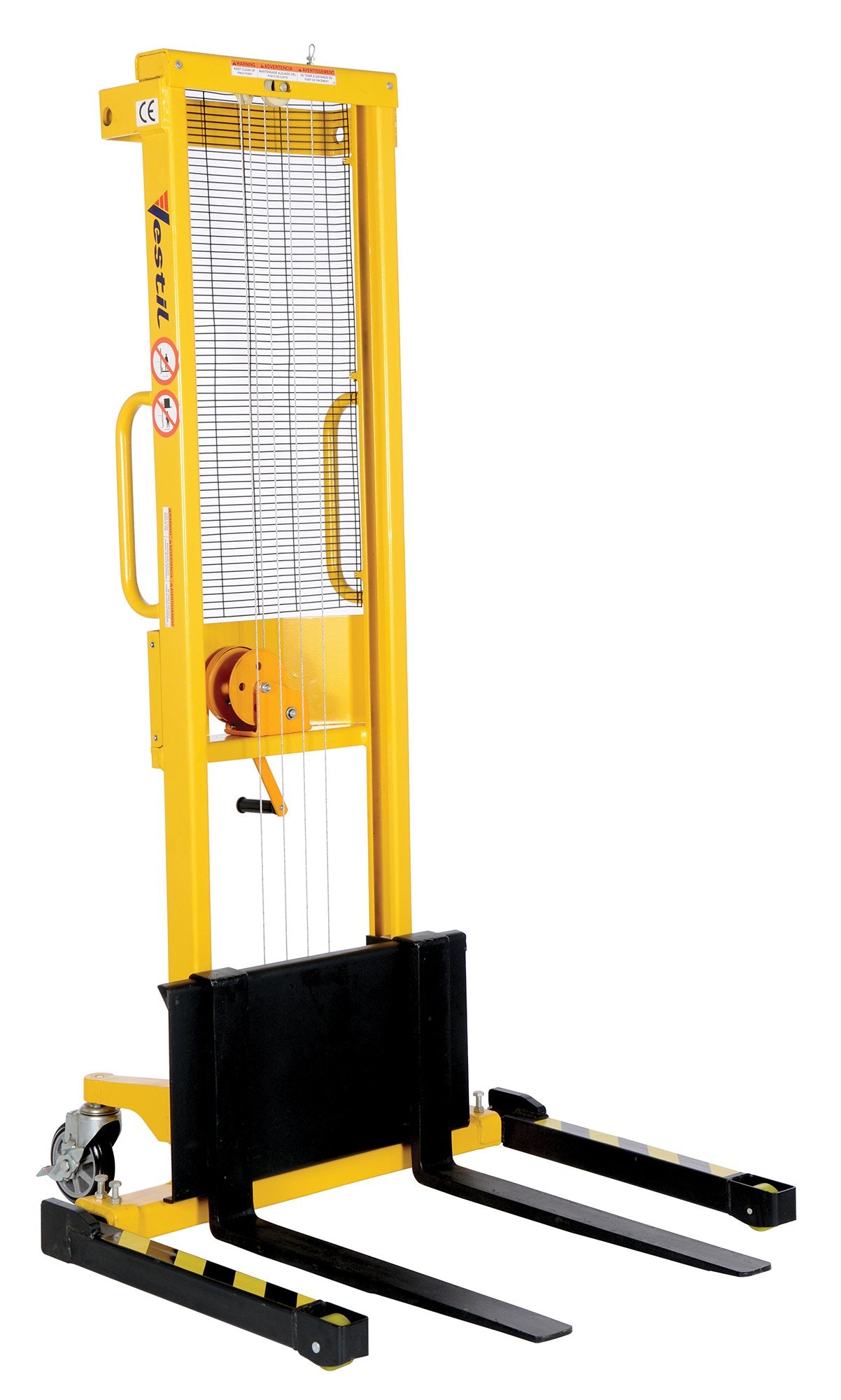 Vestil VWS-770-AA Manual Hand Winch, Adjustable Stacker, 770 lb. Capacity,Black/Yellow