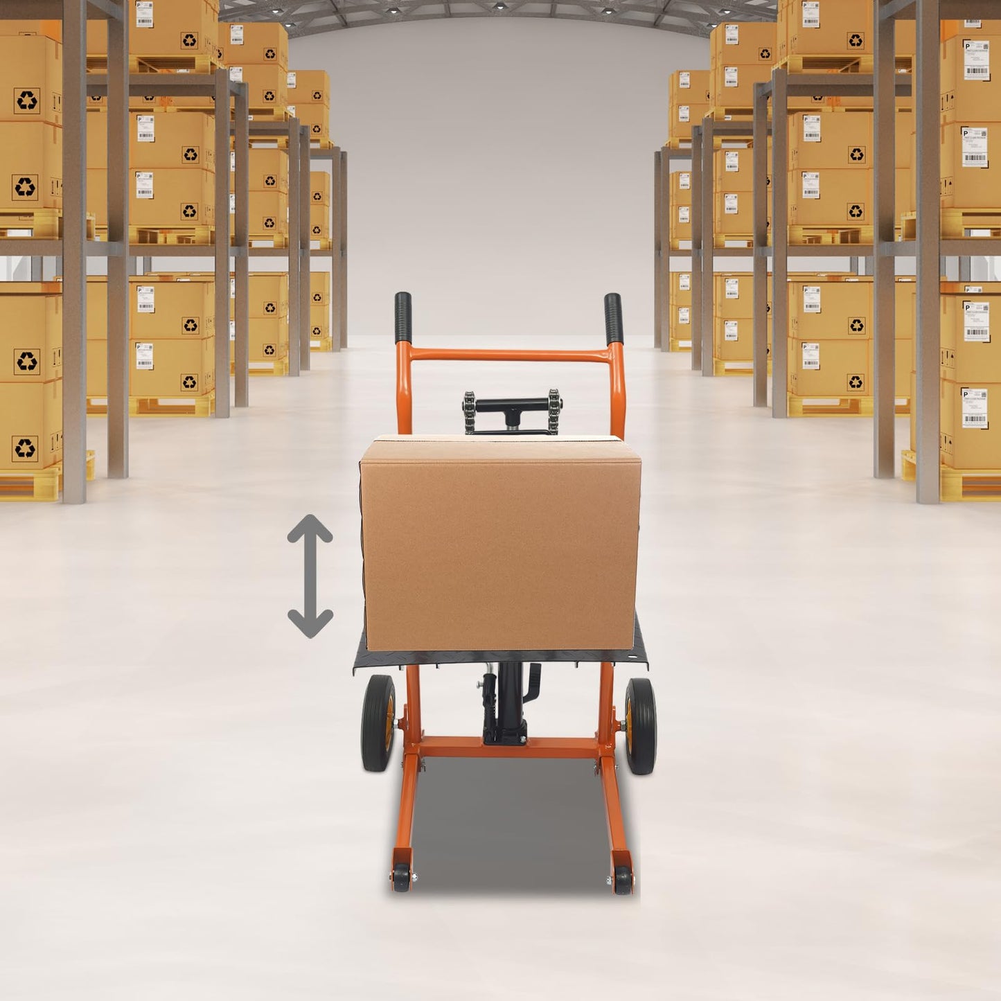 Hydraulic Material Lift Winch Stacker, 577 Lbs Adjustable Lift Stacker,Pallet Truck Dolly Lift Table Fork Lift with Removable Lifting Plate (31.50 * 35.43 * 43.31 in)