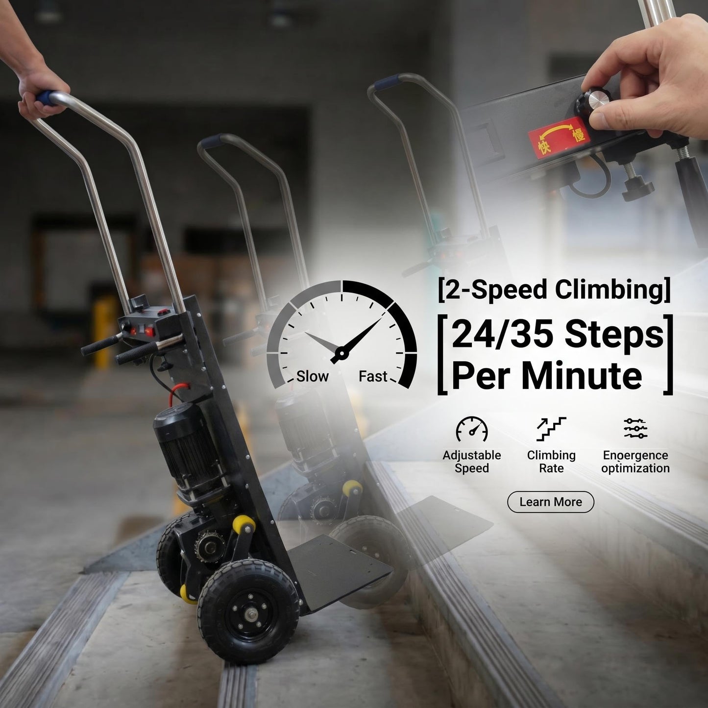 Heavy-Duty Electric Stair Climbing Cart, Electric Stair Climbing Machine for Construction, Large Load Capacity Electric Stair Climbing Cart with 48V Lithium Battery