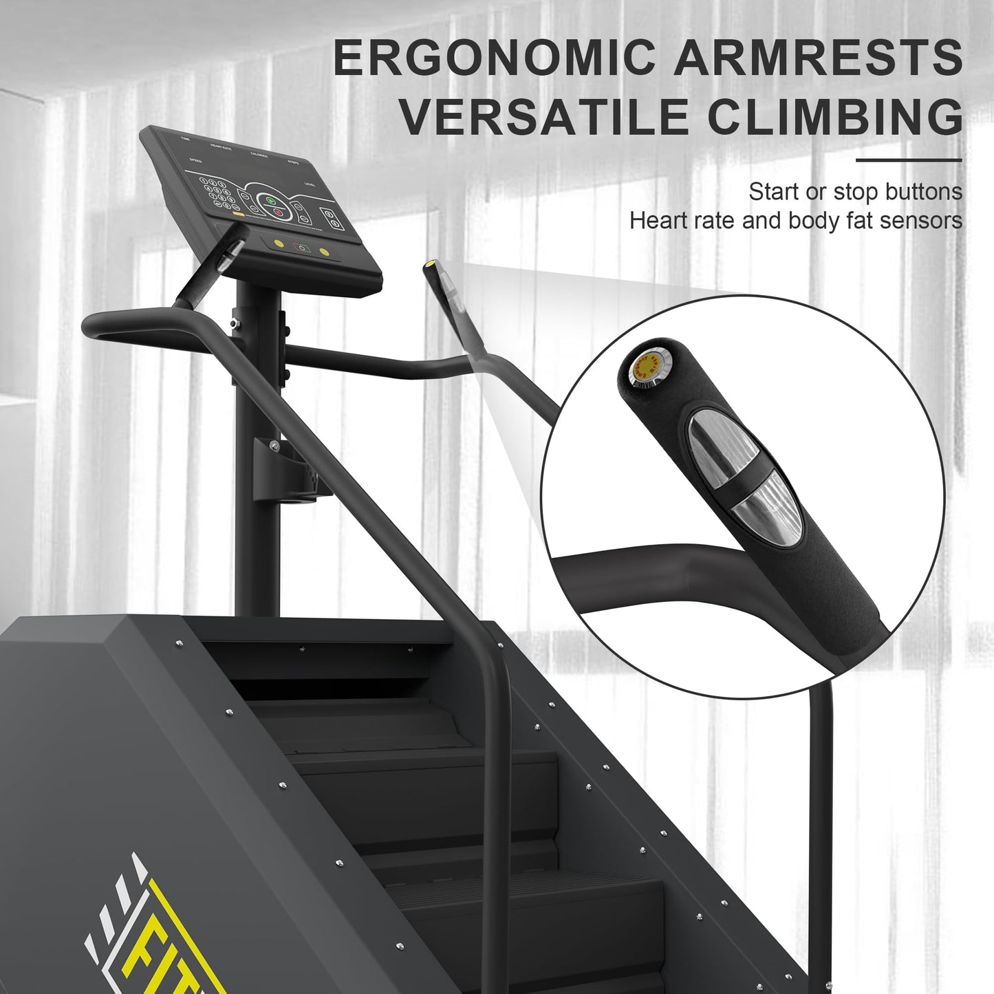 Fitvids Stair Stepper Machine, Commercial Grade Stair Climber with 15 Resistance Levels, Continuous Stair Stepping Machine for Cardio and Lower Body Workouts, LED Screen, Exercise Machine for Home Gym