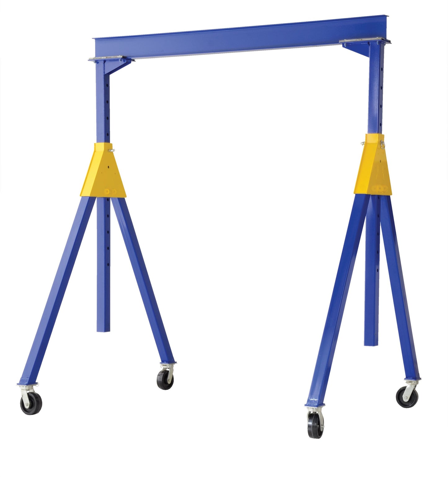 Vestil AHSN-4-10-14 Steel Knock-Down Adjustable Height Gantry Crane with Phenolic Casters 10 Ft. Wide x 14 Ft. Max Usable Height 4,000 Lb. Capacity Blue