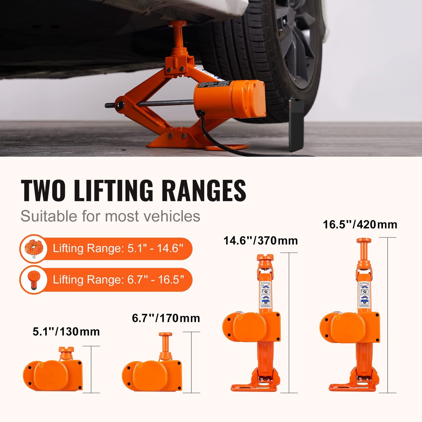 VEVOR Electric Car Jack, 3 Tons /6600 lbs 12V Electric Scissor Jack with Electric Impact Wrench, Double Saddles with Remote Control, Portable Car Jack for Sedan, SUV, Truck Tire Change Replacement