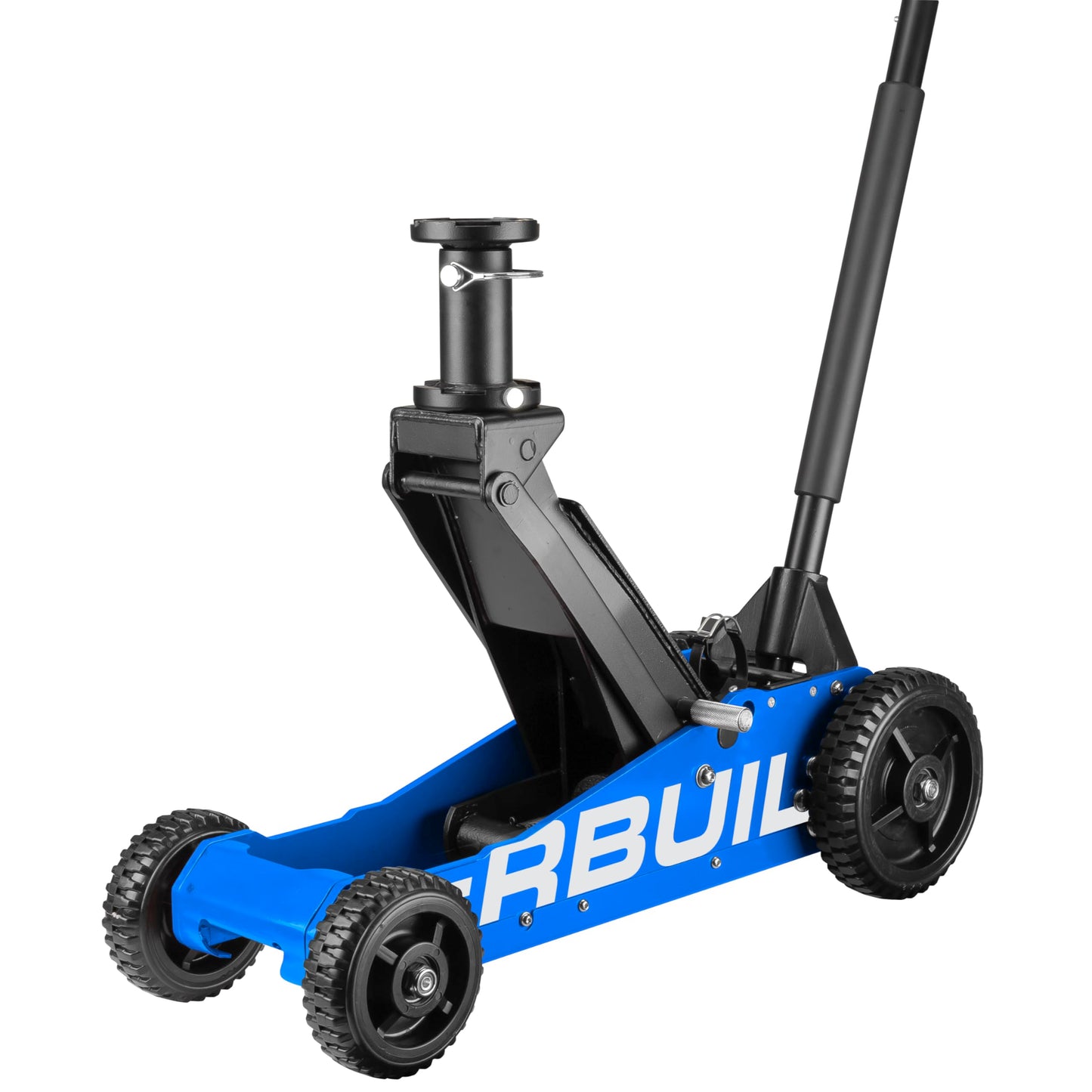 Powerbuilt 2.5 Ton Big Wheel Off Road Jack, Vehicle Lift for Trucks, SUVs, ATVs Offroad Vehicles, Oversized Wheels for Rugged Terrain, 5000 LB Capacity, Blue 620620ECE