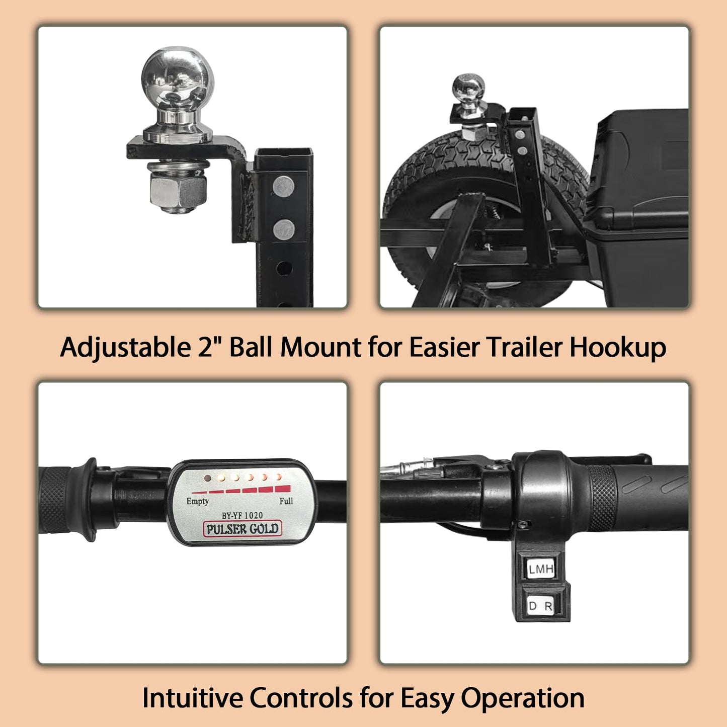 MUSEPT Electric Trailer Dolly 1200W 4409 lbs Trailer Mover for RV Camper Cargo Trailers with 48V 20Ah AGM Battery and Adjustable 2 in Ball