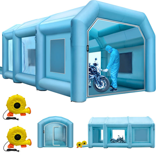 VEVOR Inflatable Paint Booth, 29.5x19.7x13 ft Spray Paint Booth, with 2 Powerful Blowers Inflatable Spray Booth with Air Filter System, Car Paint Booth for Car Parking Tent Workstation