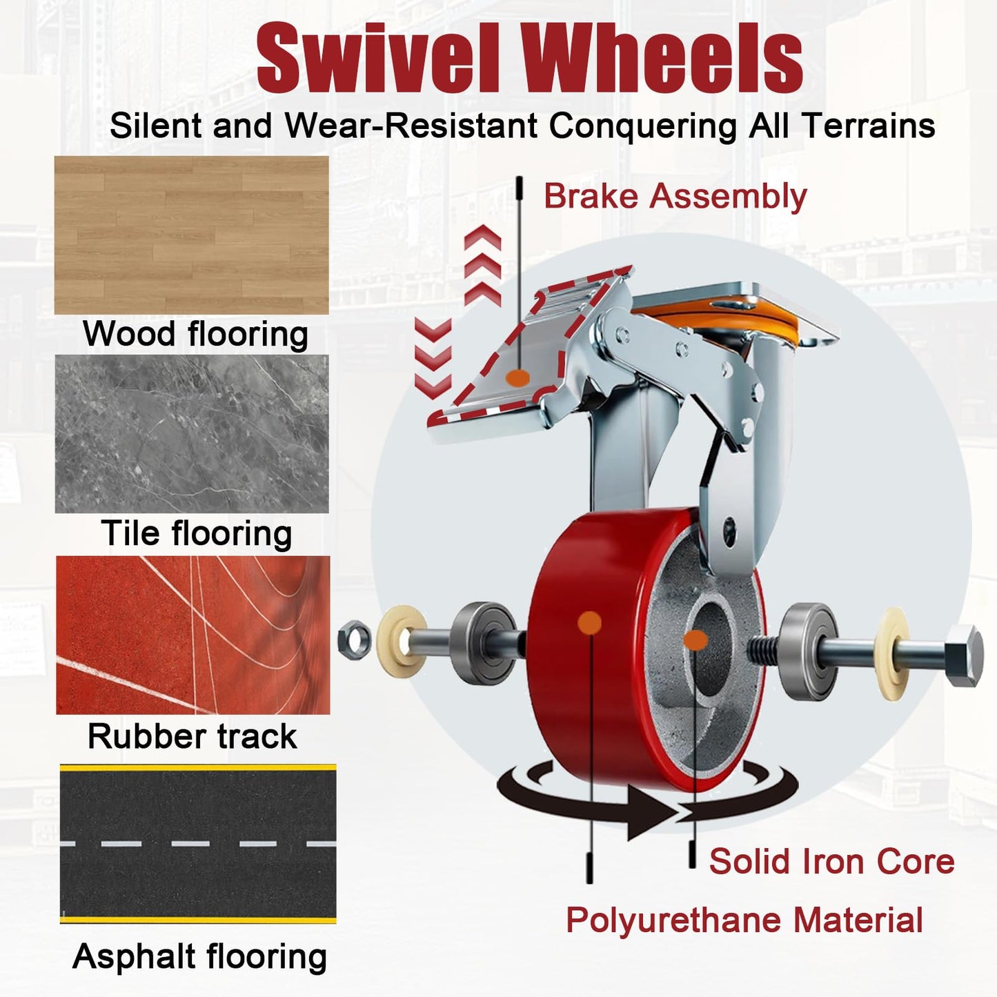 Hydraulic Material Lift Winch Stacker, Double-Support Pallet Truck, Capacity Pallet Truck Dolly, Manual Forklift Stakcer, 35" Max Lift w/ 3.6" Wheels 360° Swivel Casters, Adjustable Forks