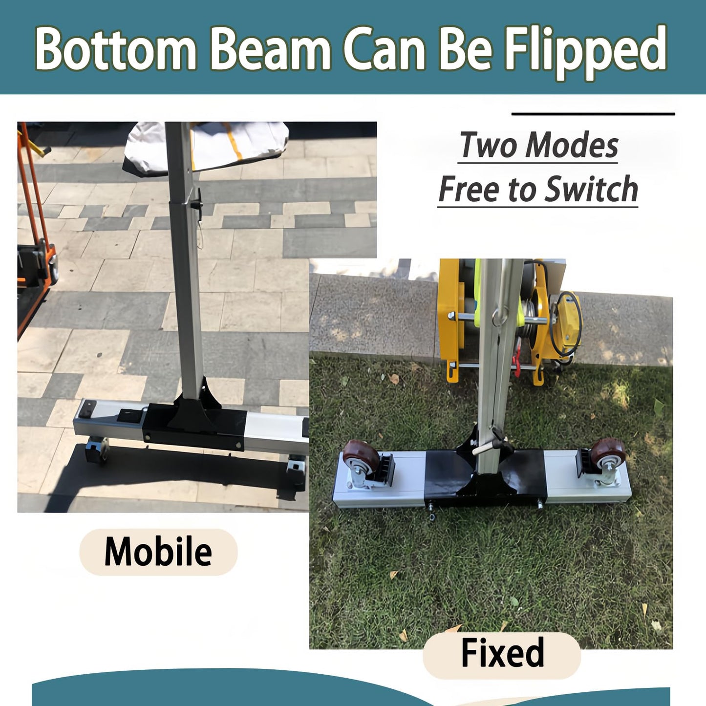 Portable Aluminum Gantry Crane 500KG/1100LBS Capacity Low Ceiling Car Lift with Adjustable Height 4.9-9.5FT & Width 5.3-7.5FT Shop Lift Hoist for Tight Spaces Difficult Terrain & Garage